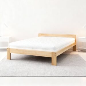 a bed with a white mattress