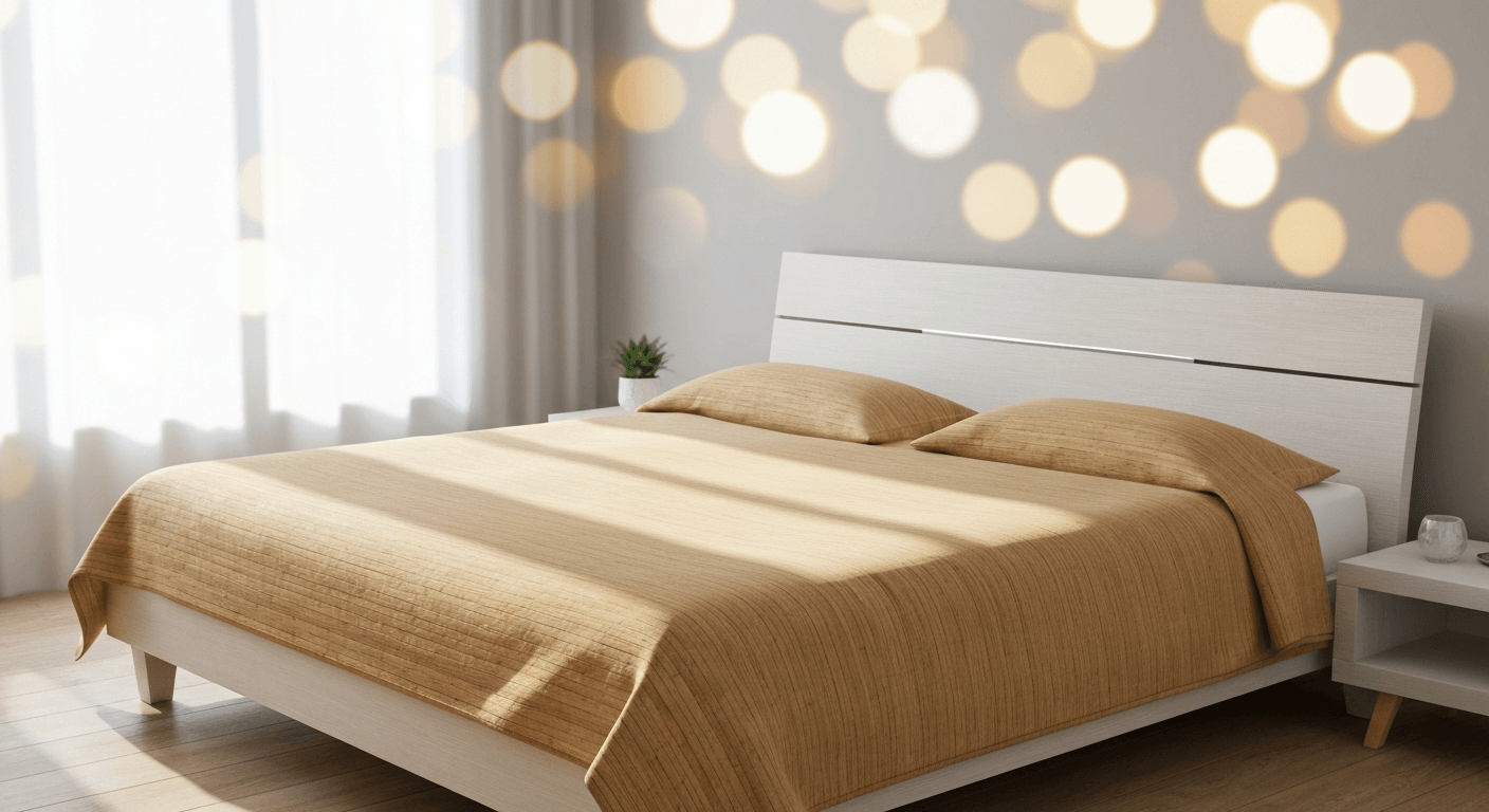 bambuko patalynė vasarai lovoje miegamajame