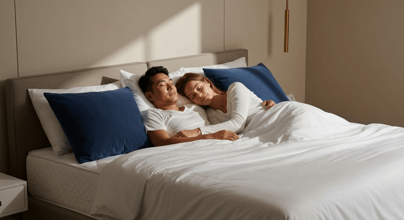 kontinentinė lova poroms moderniame miegamajame