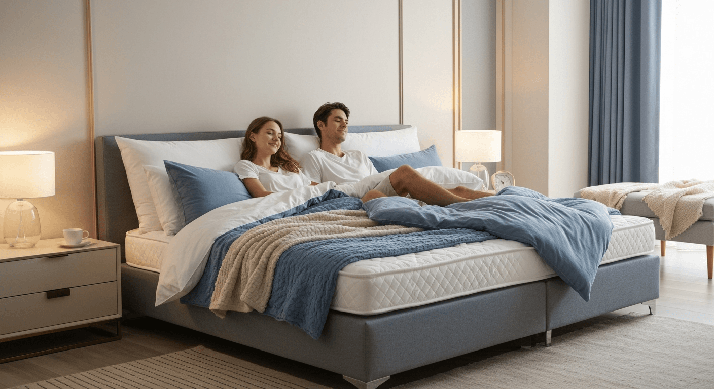 kontinentinė lova poroms su skirtingais čiužiniais