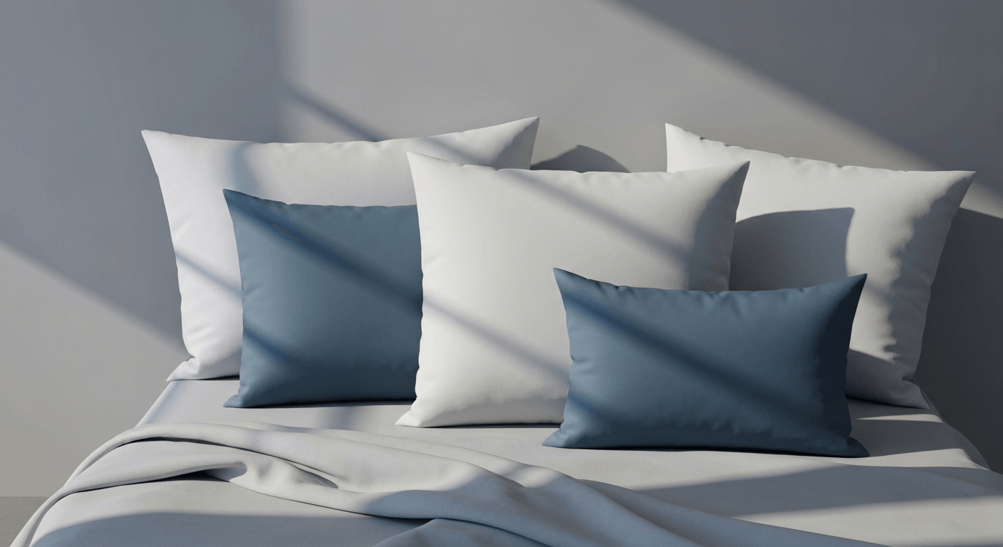 pagalvė su miego pozicijų atmintimi moderniame miegamajame