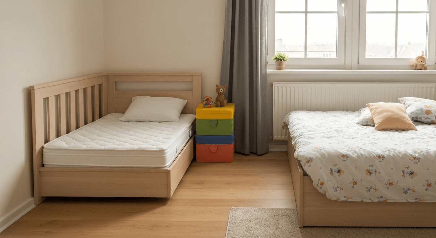 vaikiški čiužiniai skirtingų dydžių ir tipų