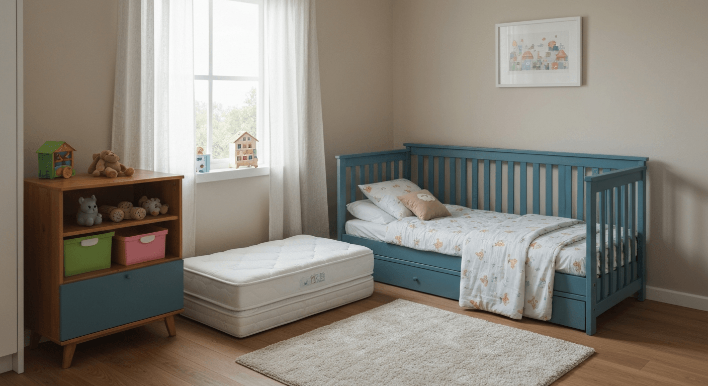 vaikiški čiužiniai miegamajame