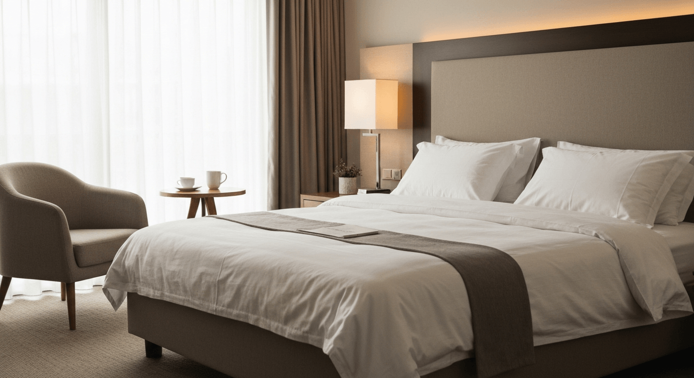 boutique viešbučio miegamojo interjeras su biophilic dizainu